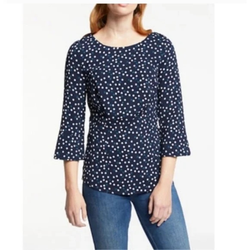 Boden Navy and White Polka Dot Blouse